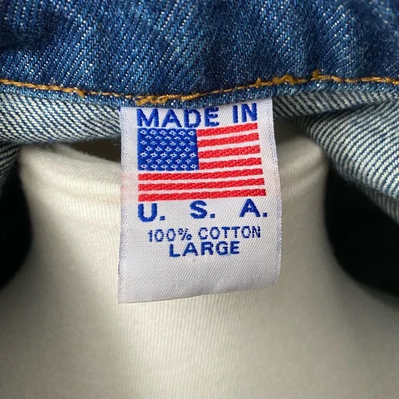 Vtg Tyca Union Made American Legion Riders Dark Wash Denim Jean Trucker Jacket L - Picture 8 of 10